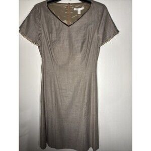 Hugo Boss Womens Sz 4  Gray Wool Blend Lined Dafabia Flutter Sheath Dress